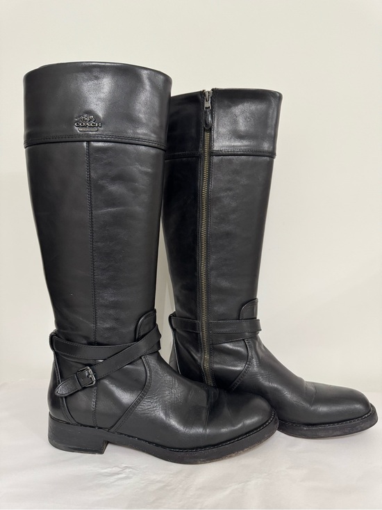 Coach Shoes - Coach ELM Black Leather Tall Riding Boots SZ 9